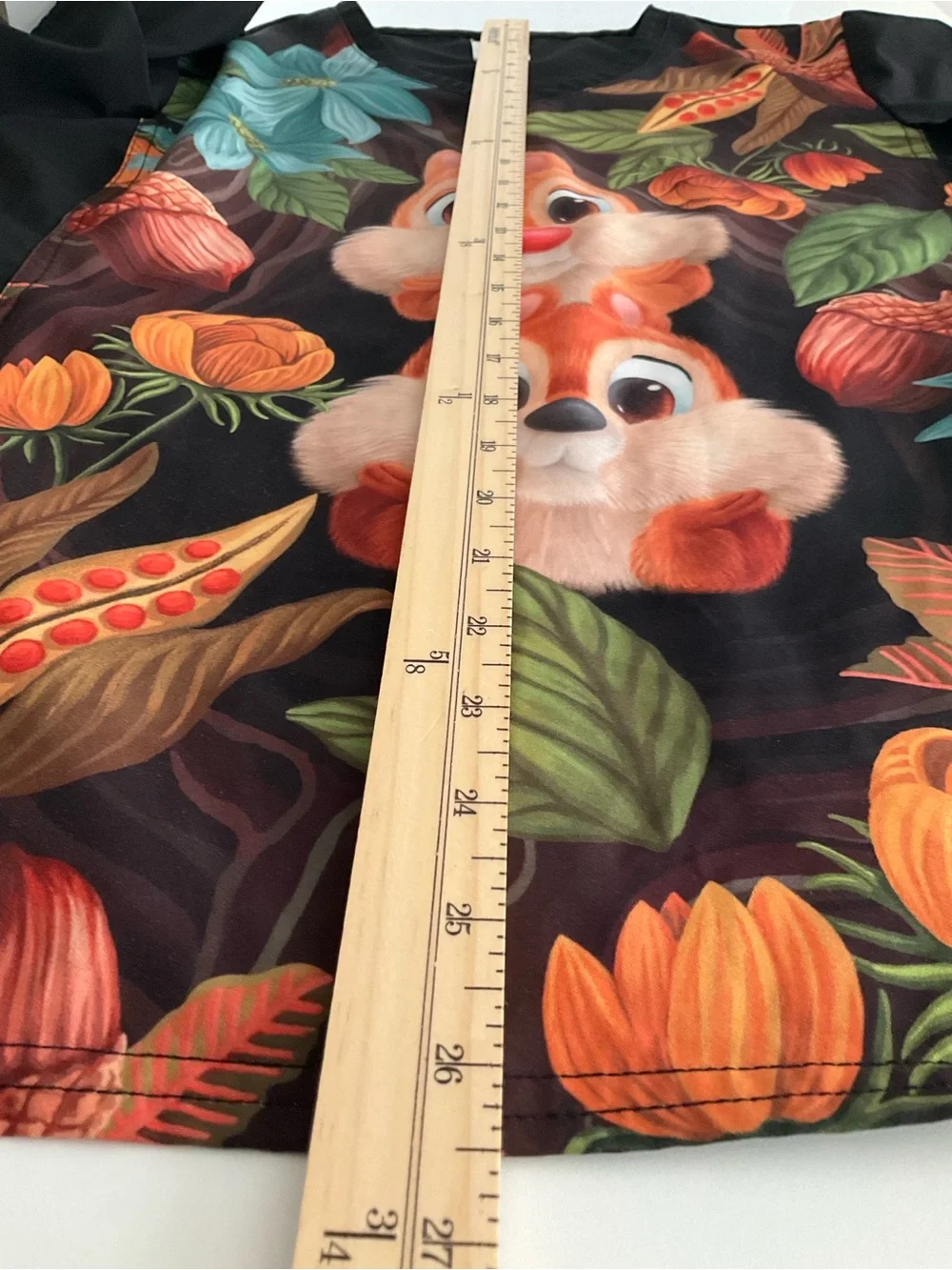 Tooniforms Disney Character Print Scrub Chip and Dale Floral V neck - Picture 10 of 11